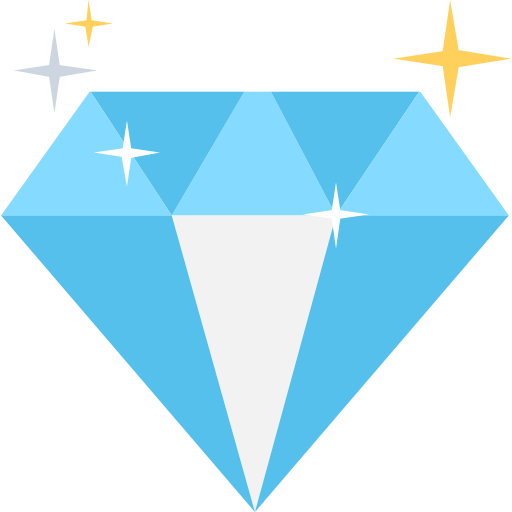 Blue diamond icon with sparkles representing comprehensive experience