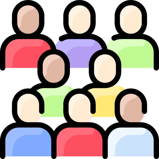 Icon showing group of people with different colors representing candidates