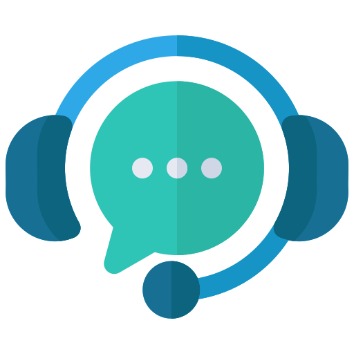 Headset with chat bubble icon representing professional customer service